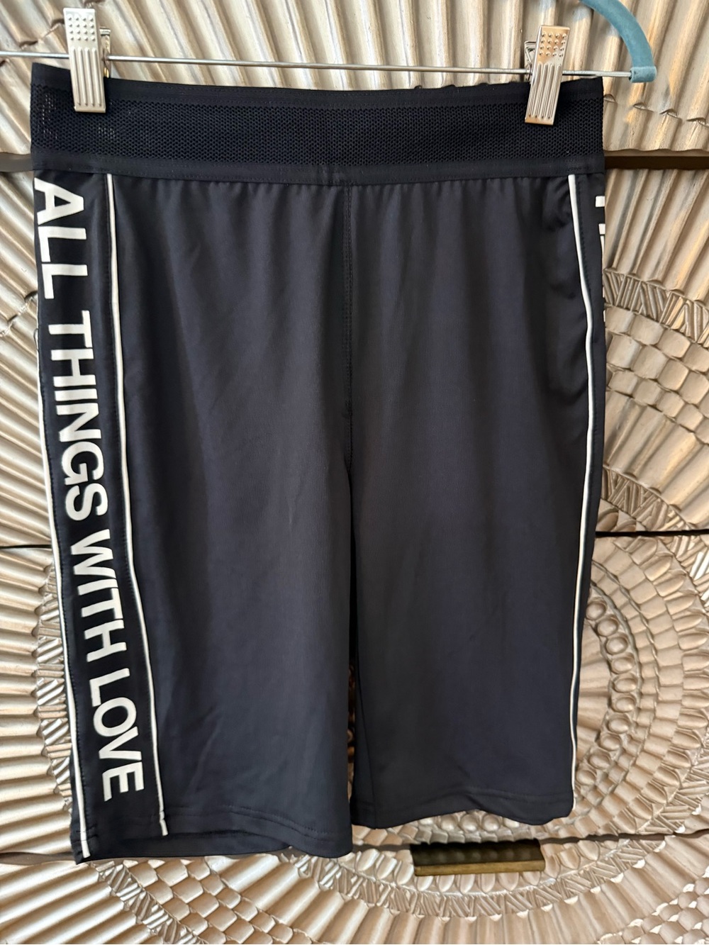 Pam & Gela Black Athletic Shorts with White Side Lettering